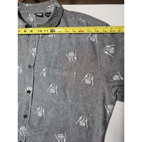 Star Wars Gray Darth Vader Print Button-Down Collar Short Sleeve Shirt XXL - Picture 10 of 13